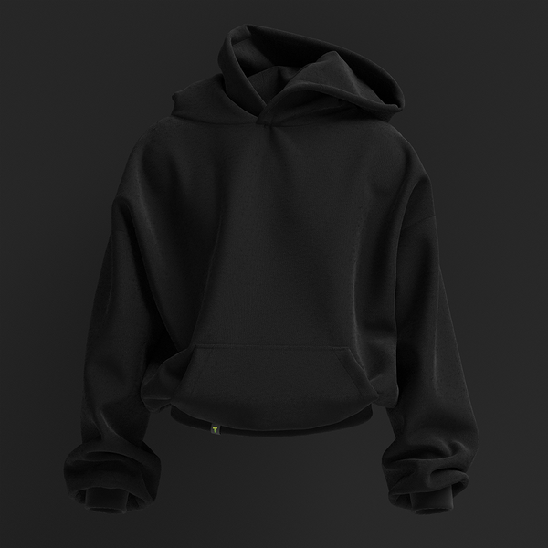 A plain 2025 black hoodie