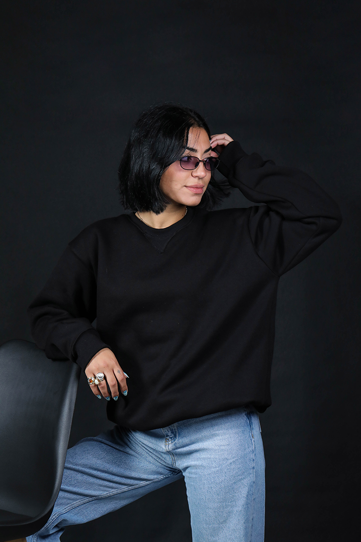 Blank Black Unisex Sweater | Cotton
