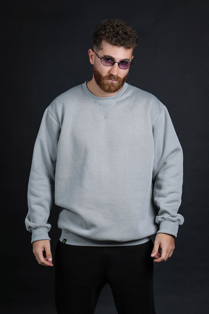 Blank Grey Unisex Sweater | Cotton